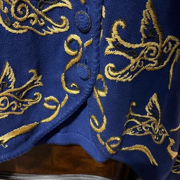 Vtg RARE Michael Simon Gold Threaded Cardigan